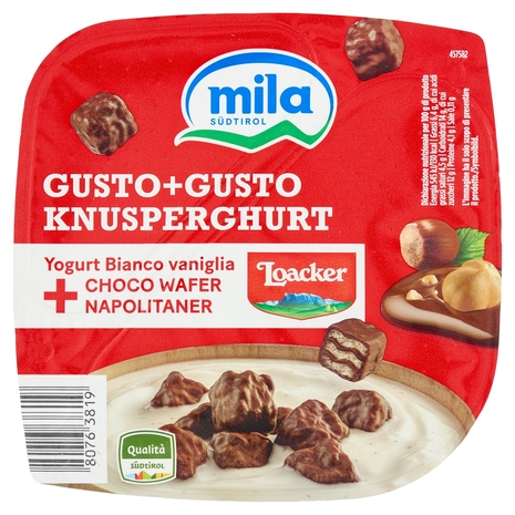 mila Gusto+Gusto Yogurt Bianco vaniglia + Choco Wafer Napolitaner 150 g